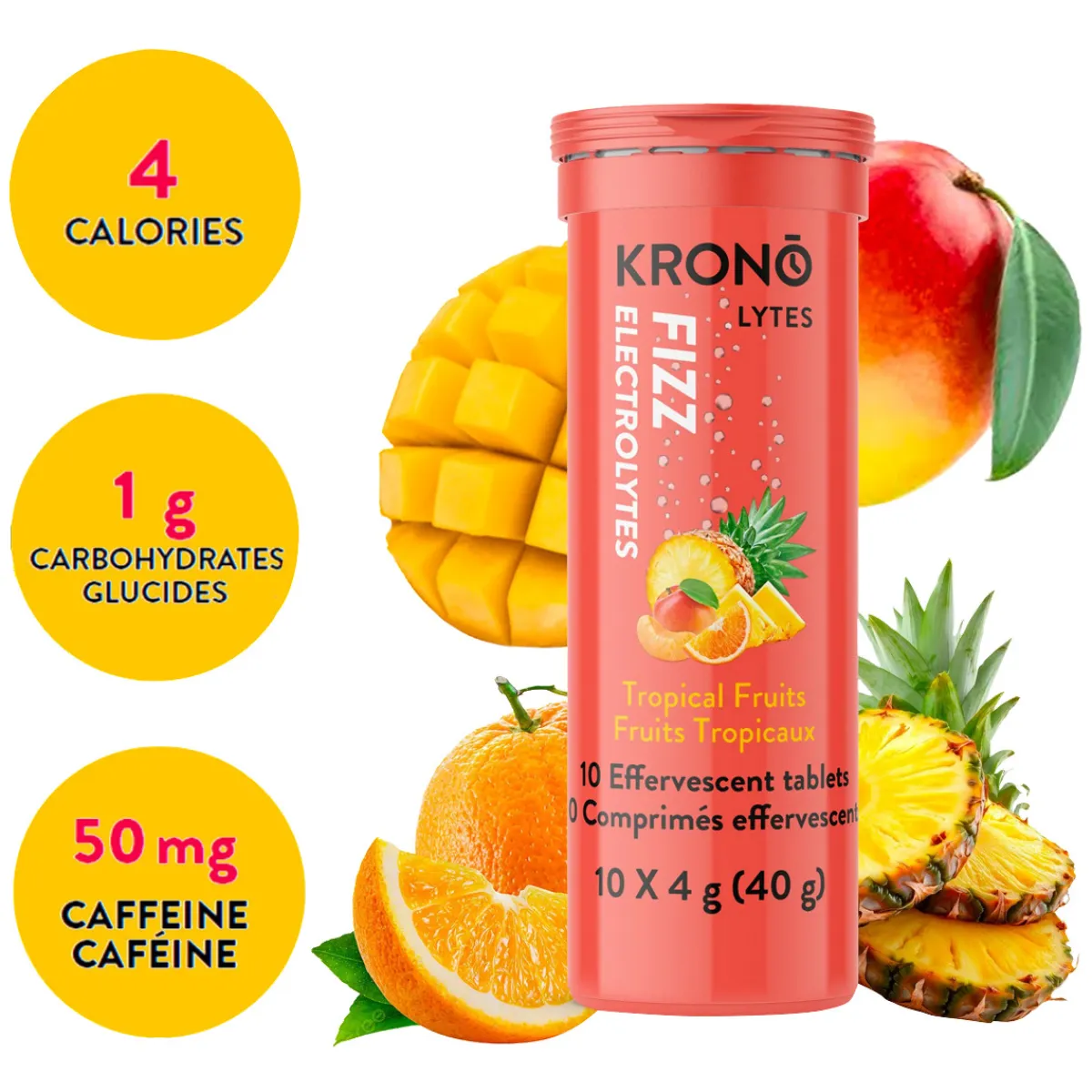 Online KRONO NUTRITION Lytes Fizz cal Fruits - Electrolytes Effervescent Tablets TROPI