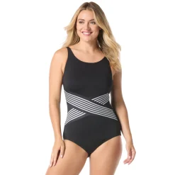 Hot GABAR Retro Stripe High Neck - Women's Aquafitness One-Piece Swimsuit 005