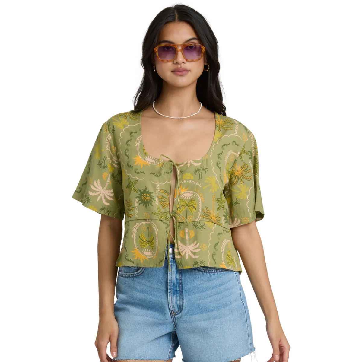 Women BILLABONG Blouses And Shirts^Totally Tropics - Women's Short-Sleeved Shirt